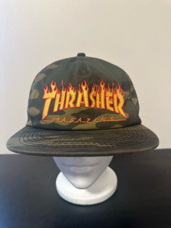 Thrasher Other - Thrasher Flame Logo Camo Snapback Hat - Vintage